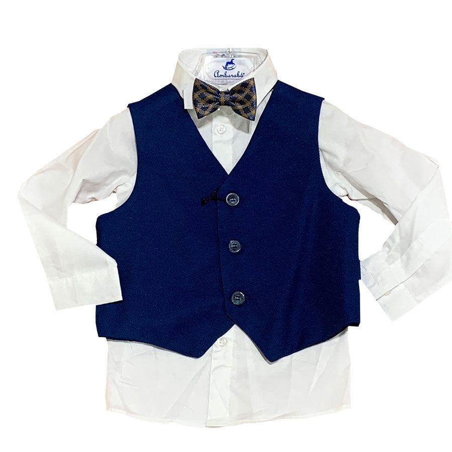 
  Gilet elegante della linea abbigliamento bambino Ambarabà, a tinta unita con piccola
  marting...