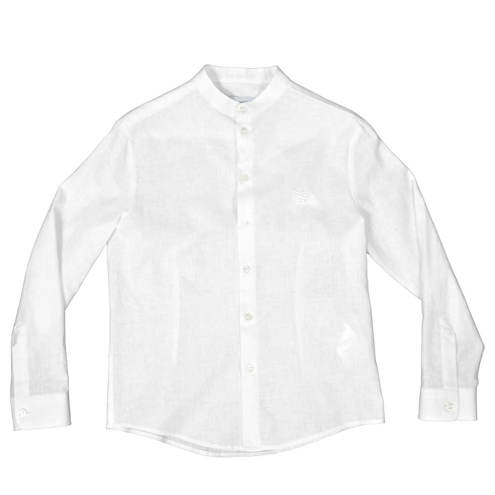 Camicia in lino della Linea Abbiglaimento Bambino Bikkembergs, con ricamo su un lato e taglio sli...