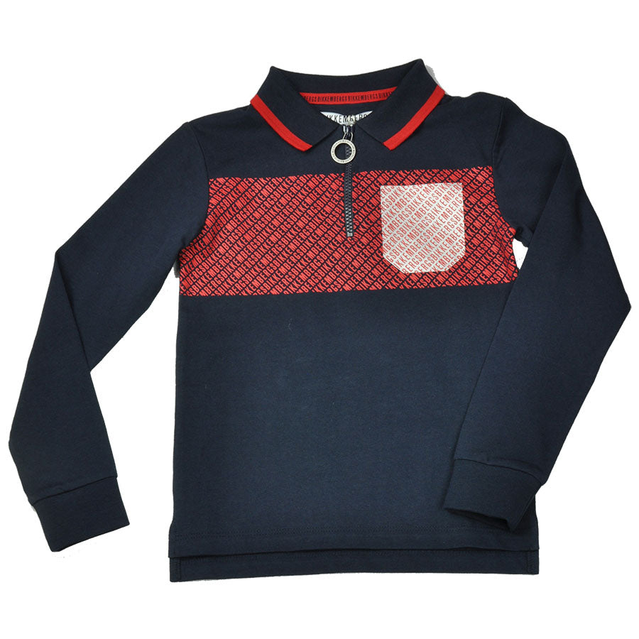 
  Polo della Linea Abbigliamento Bambino Bikkembers con zip sul davanti e stampa di
  logo sul p...