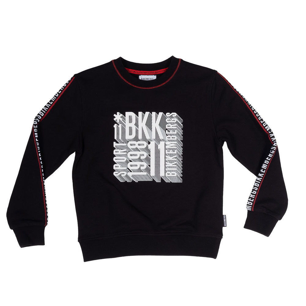 Blusa felpata della linea abbigliamento bambino Bikkembergs, con stampa sul davanti in contrasto ...