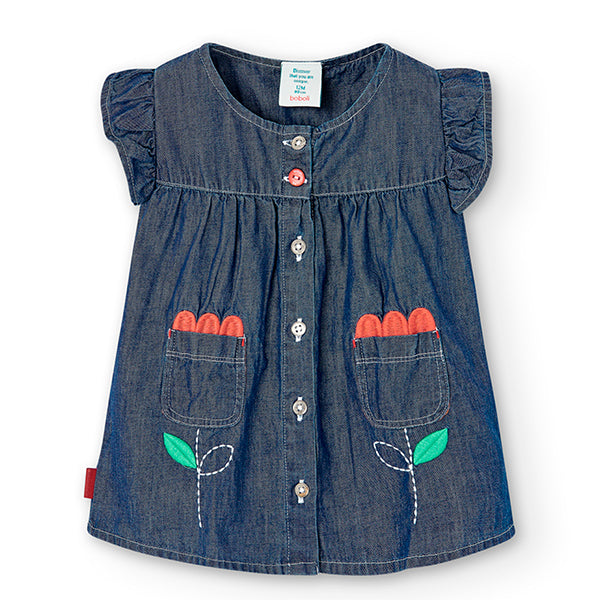 Abitino senza maniche della libnea Abbigliamento Bambina Boboli, colore denim, con coulotte coord...