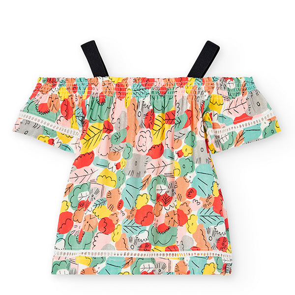 Top della Linea Abbigliamento Bambina Boboli, con ricamo sul fondo e fantasia floreale all-over.
...