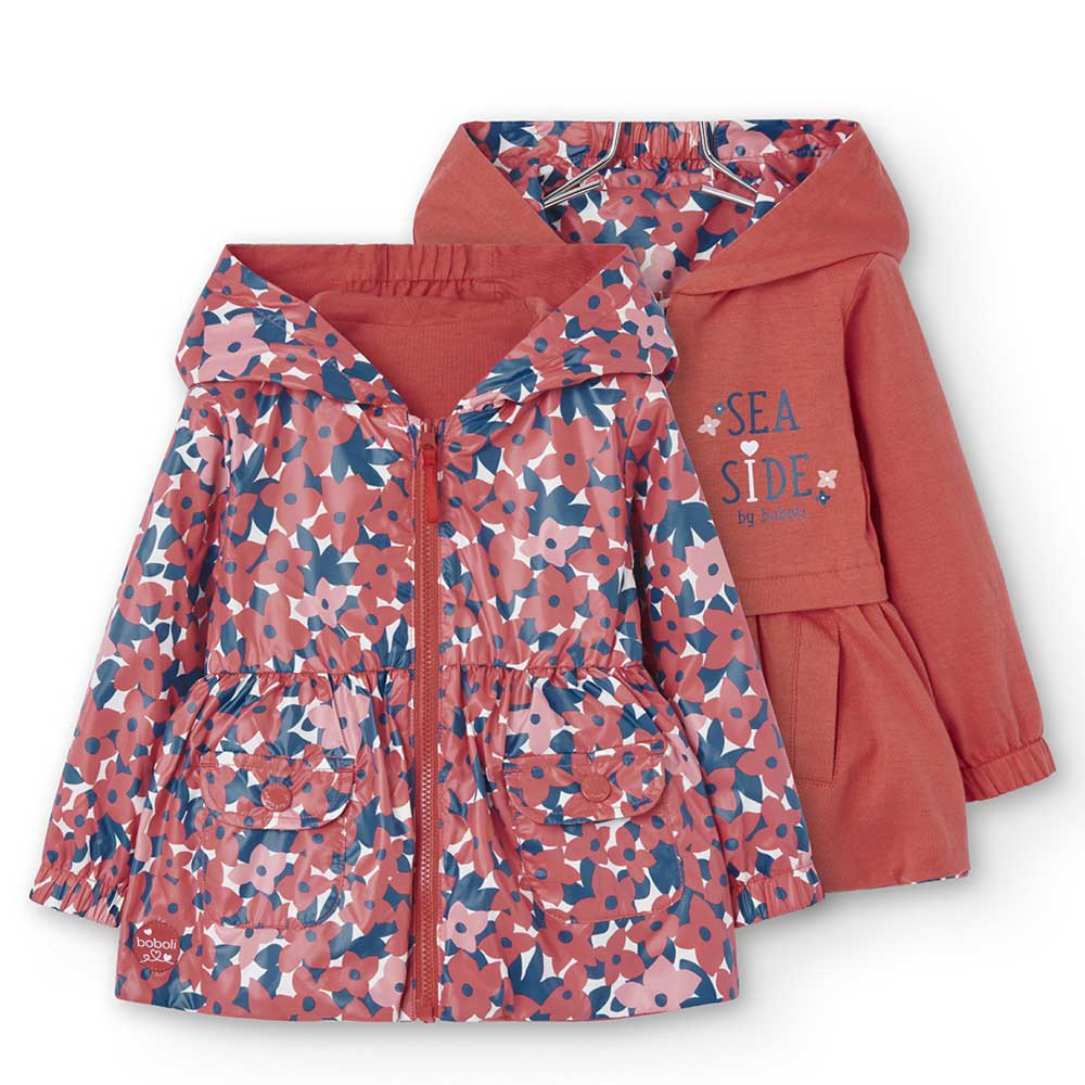 Parka reversibile della Linea Abbigliamento Bambina Boboli, con un lato a in tessuto impermeabile...