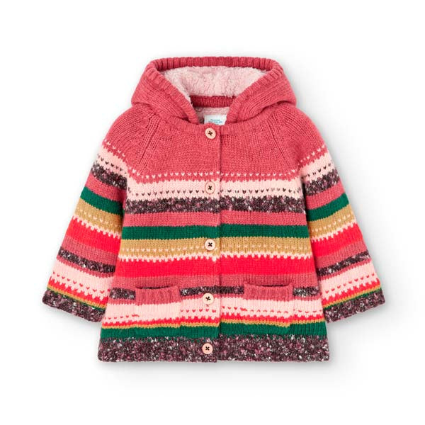 
Cardigan con cappuccio della Linea Abbigliamento Bambina Boboli, modello lungo con pellicciotto ...