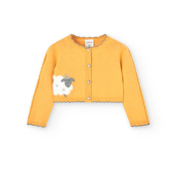  

Cardigan della Linea Abbigliamento Bambina Boboli, con bottoncini a gioiello e ricami lurex su...