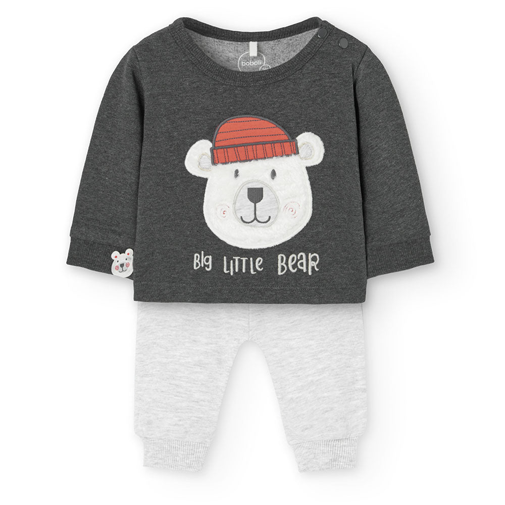 Completo due pezzi della Linea Abbigliamento Bambino Boboli, con pantalone con orsetto ricamato s...