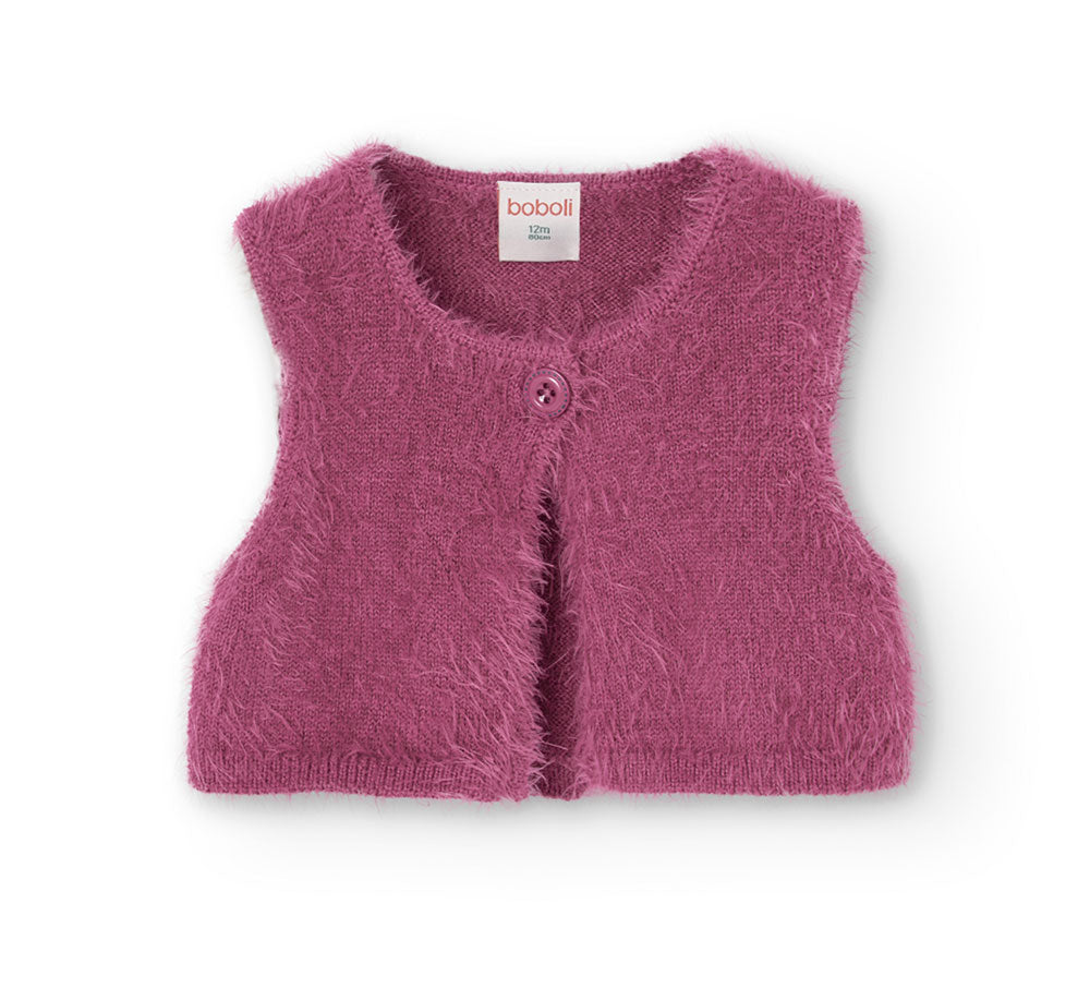 Gilet della Linea Abbigliamento Bambina Boboli in maglia morbidissima. Modello corto con unico bo...