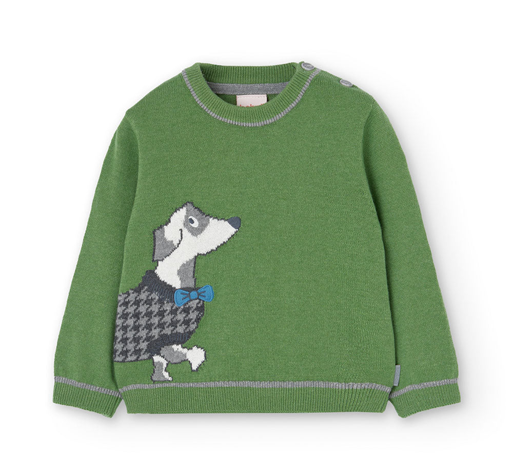 Maglione sottile della Linea Abbigliamento Bambino Boboli, con ricami sul davanti e disegno di ca...