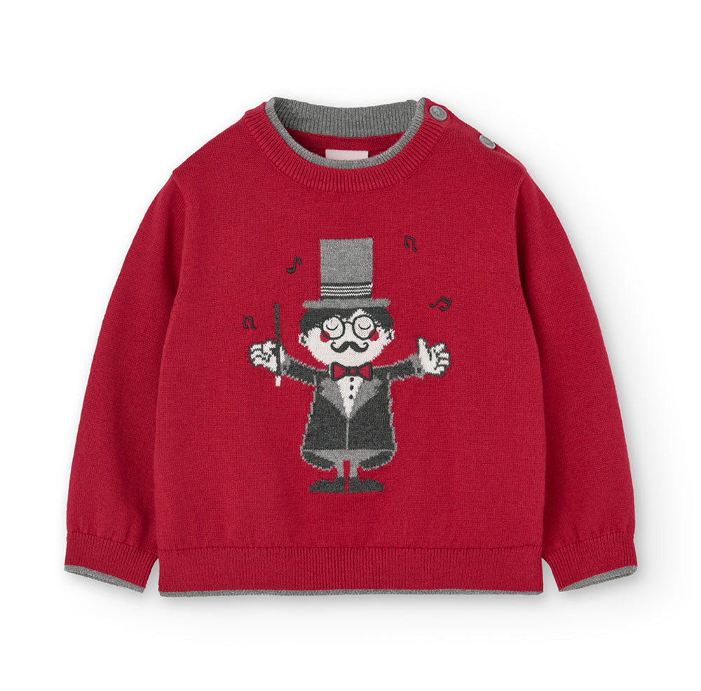 Maglione sottile della Linea Abbigliamento Bambino Boboli, con ricamo sul davanti e finiture in c...