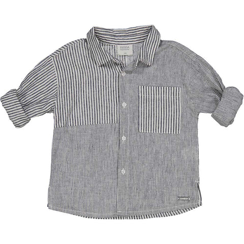 CAMICIA M/L OVER MISTO LINO RIGATO