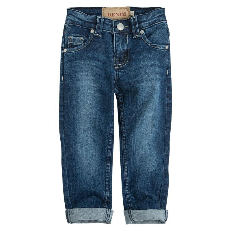 
  Pantaloni lunghi in denim della linea abbigliamento bambino Canada House in colore
  blu. Chiu...