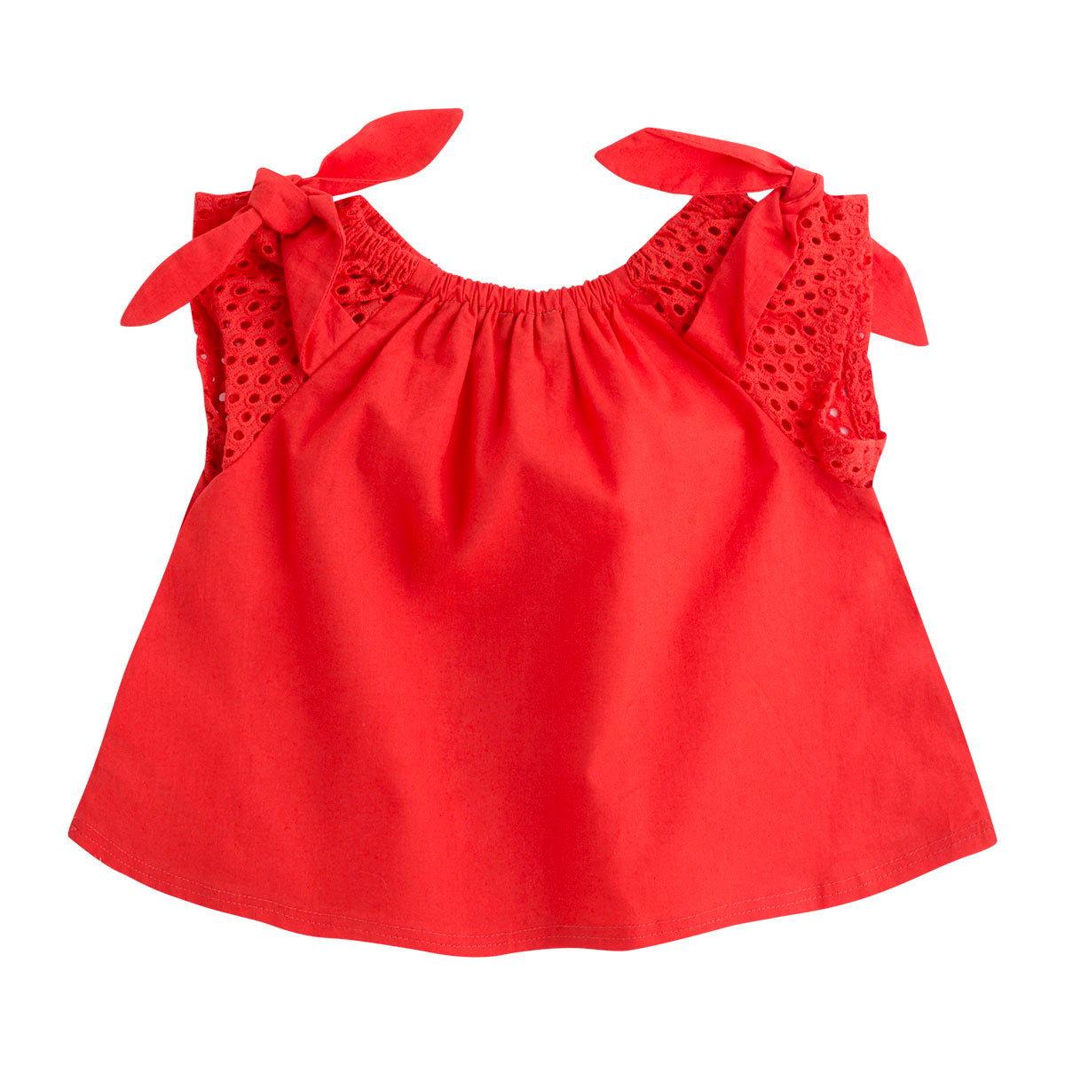 
  Top della linea abbigliamento bambina Canada House, con spalline in tessuto traforato
  e fioc...