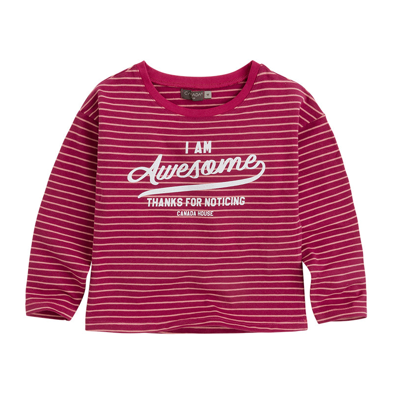 
  T-shirt manica lunga della linea Abbigliamento Bambina Canada House con fantasia
  a righe e b...