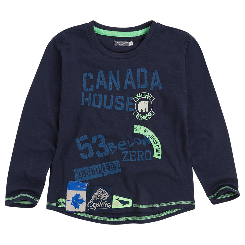 
  T-shirt a manica lunga della linea Abbigliamento Bambino Canada House con stampa
  colorata su...