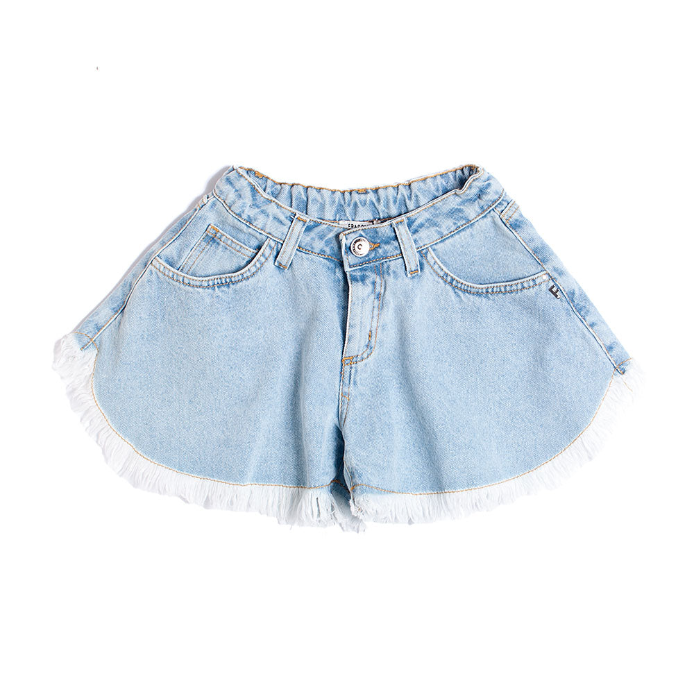 
Pantaloncini in denim della Linea Abbigliamento Bambina Fracomina, con tessuto sfrangiato sul fo...