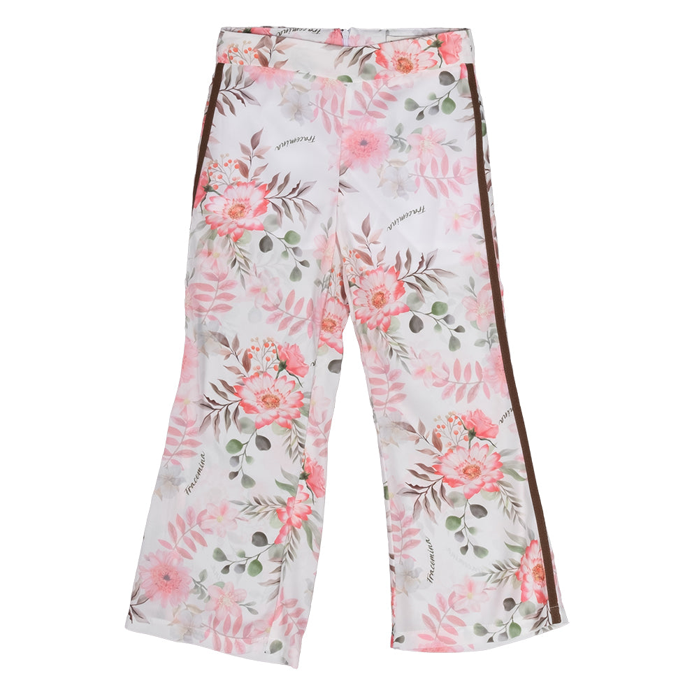 Pantalone elegante della Linea Abbigliamento Bambina Fracomina, con fantasia a fiori e striscia i...