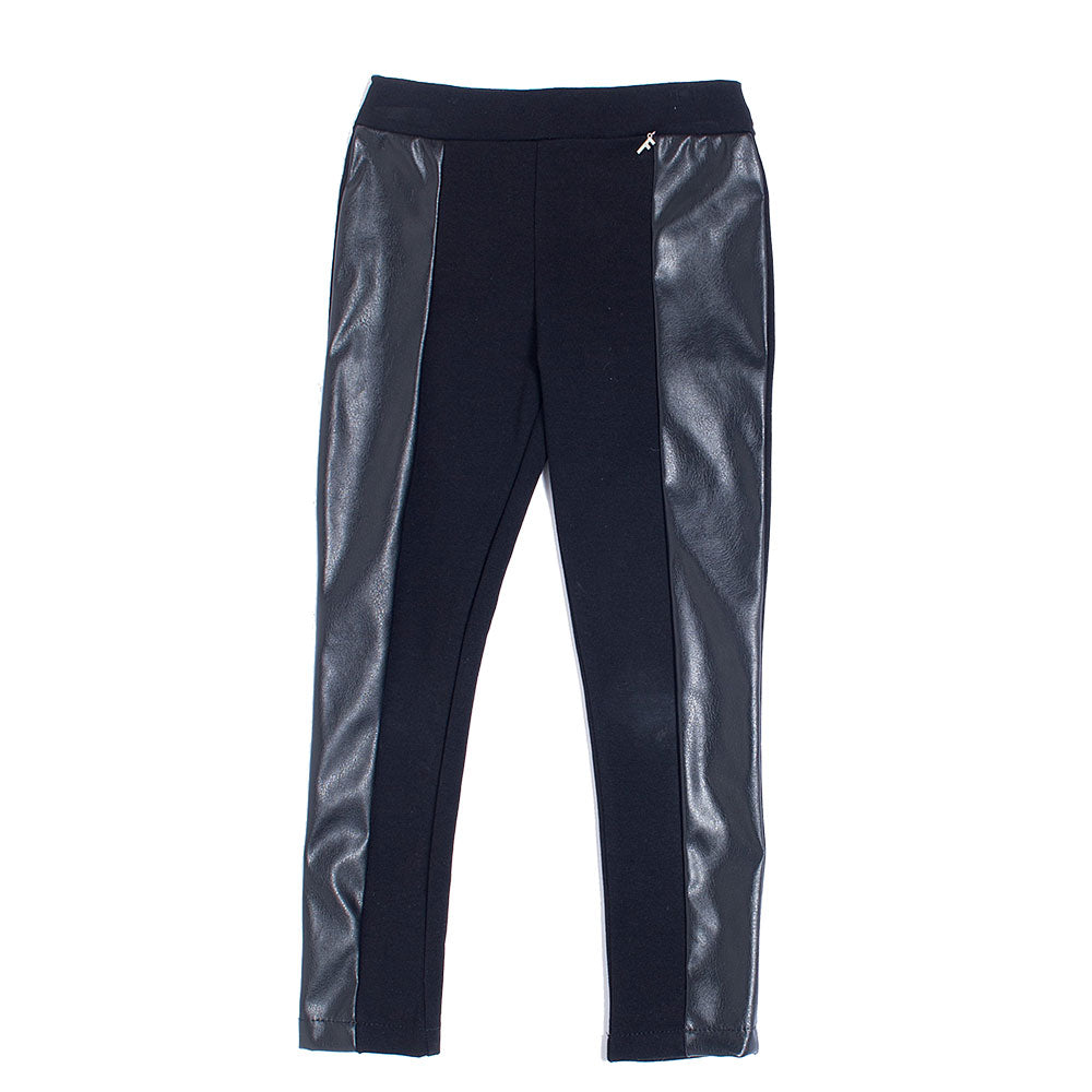 
  Pantalone leggins della linea abbigliamento bambina Fracomina Mini, con inserti
  in ecopelle ...