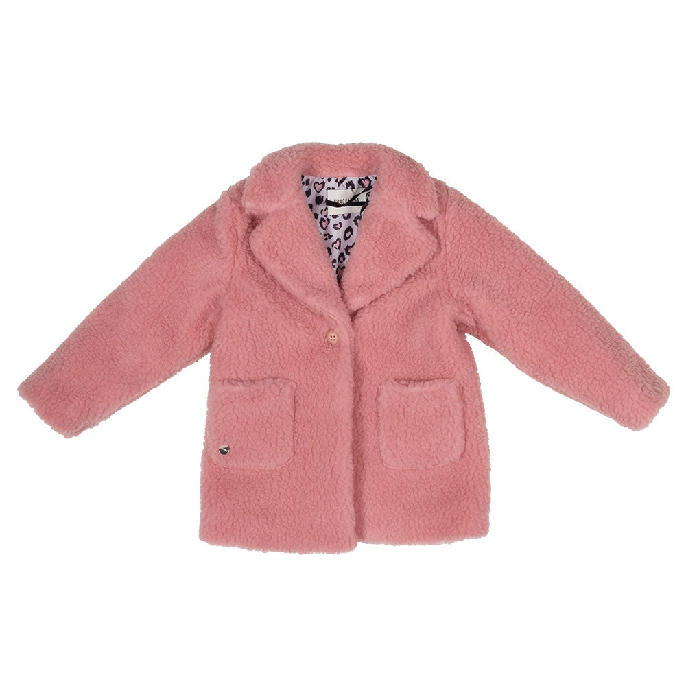 
Cappotto teddy, della Linea Abbigliamento Bambina Fracomina, con interno a fantasia leopardo. Am...