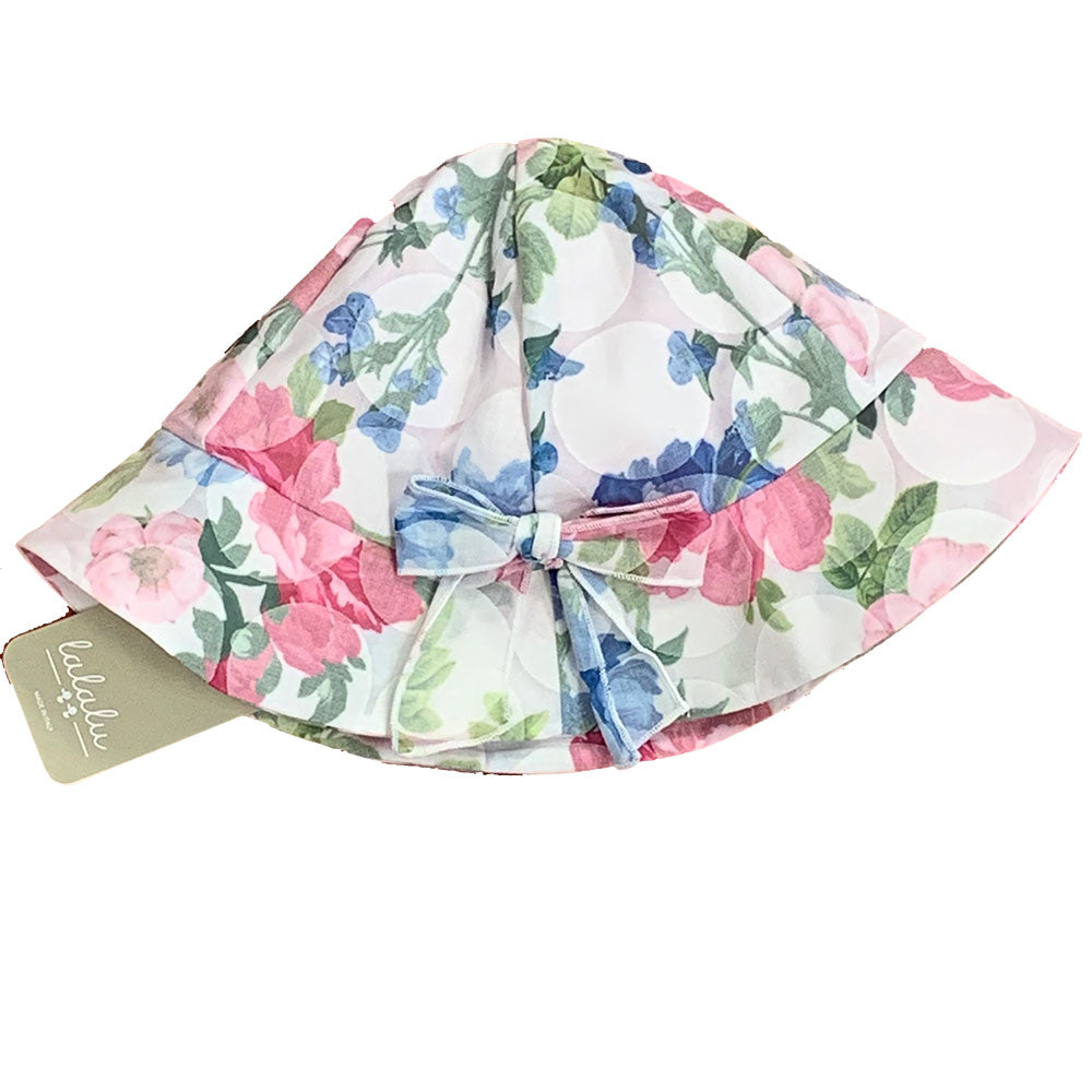 
Cappellino alla pescatora della Linea Abbigliamento Bambina Lalalù, con fantasia floreale ed int...