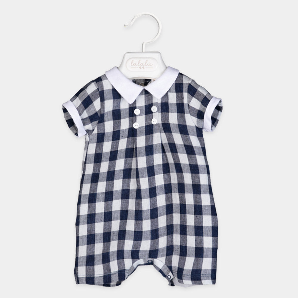 Pagliaccetto della linea Abbigliamento Bambino Lalalù, con colletto a camicia e bottoncini applic...