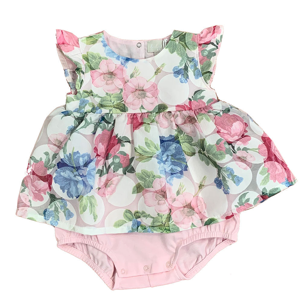 
Pagliaccetto della Linea Abbigliamento Bambina Lalalù, con parte superiore sovrapposta a fiori, ...