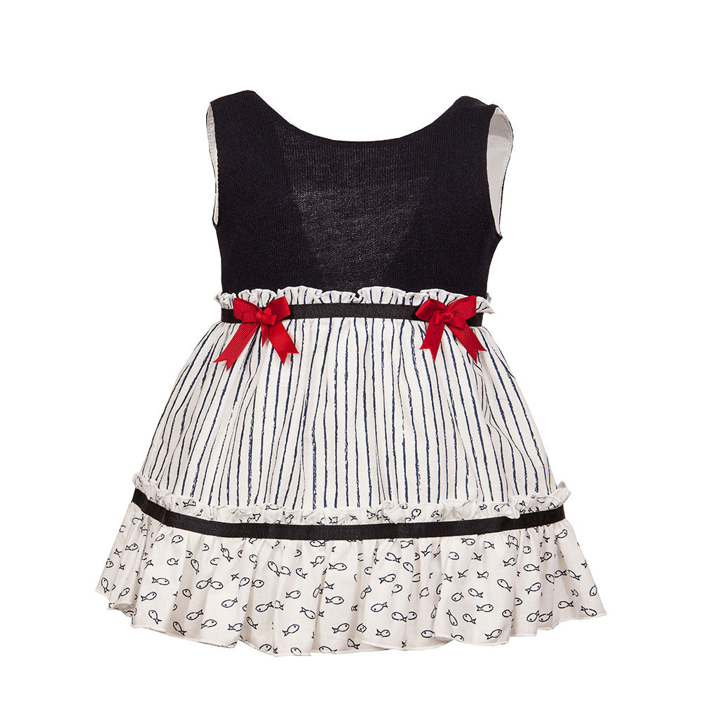 
  Vestito della Linea Abbigliamento Bambina M&amp;B Fashion con ampia gonna a righe
  e parte su...