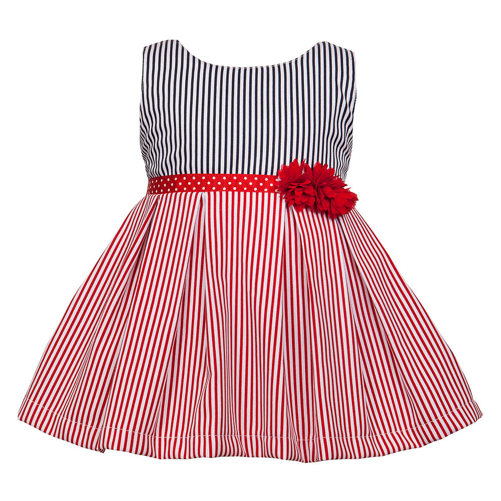 
  Vestito della Linea Abbigliamento Bambina M&amp;B Fashion con ampia gonna a righe
  rosse, cin...