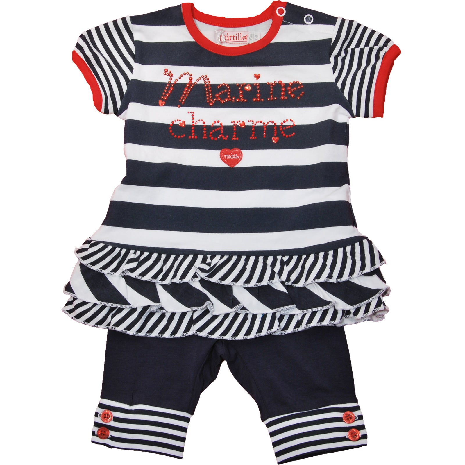 
  Completo 2 pezzi della linea abbigliamento bambina Mirtillo, composto da blusa e
  leggins al ...