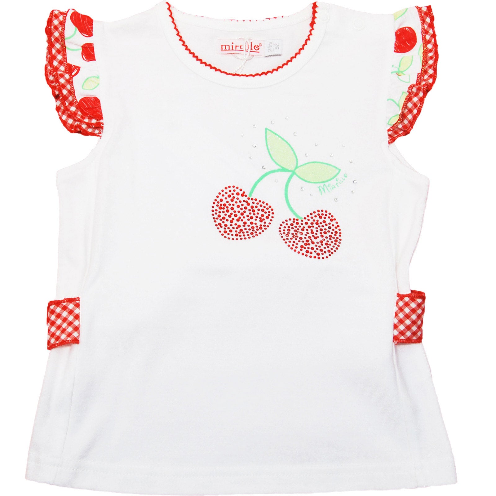 
  T-shirt a manica corta in jersey di cotone della linea abbigliamento bambina Mirtillo,
  con s...