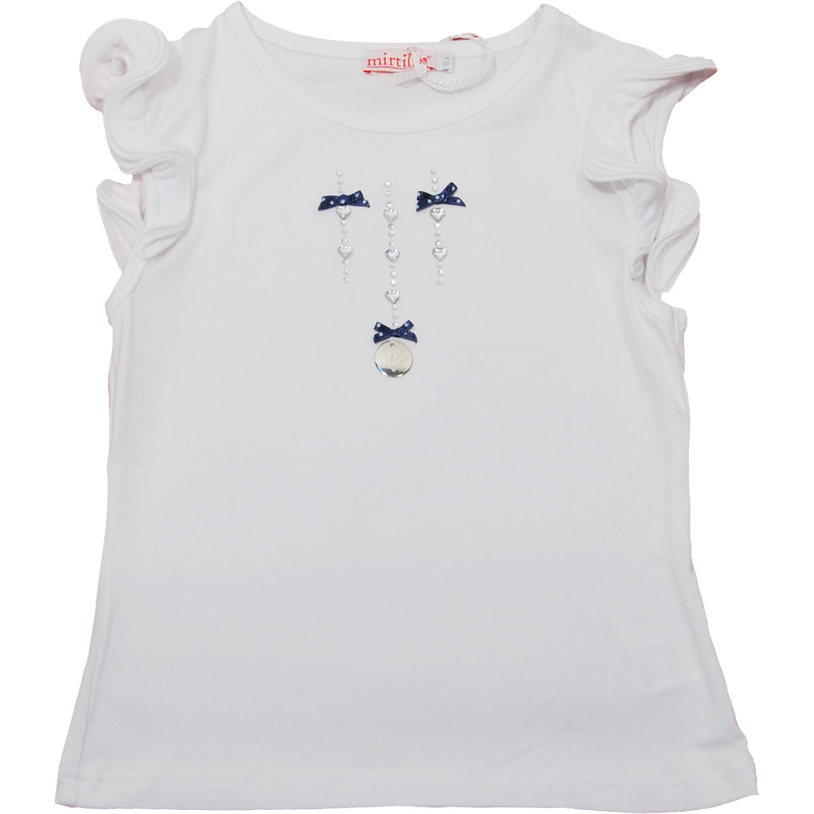 
  T-shirt a manica corta dellla linea abbigliamento bambina Mirtillo in viscosa con applicazioni...