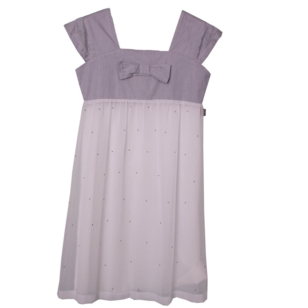 
  Abito della linea abbigliamento bambina Mirtillo in chiffon. Scollo a millerighe
  con fiocco;...