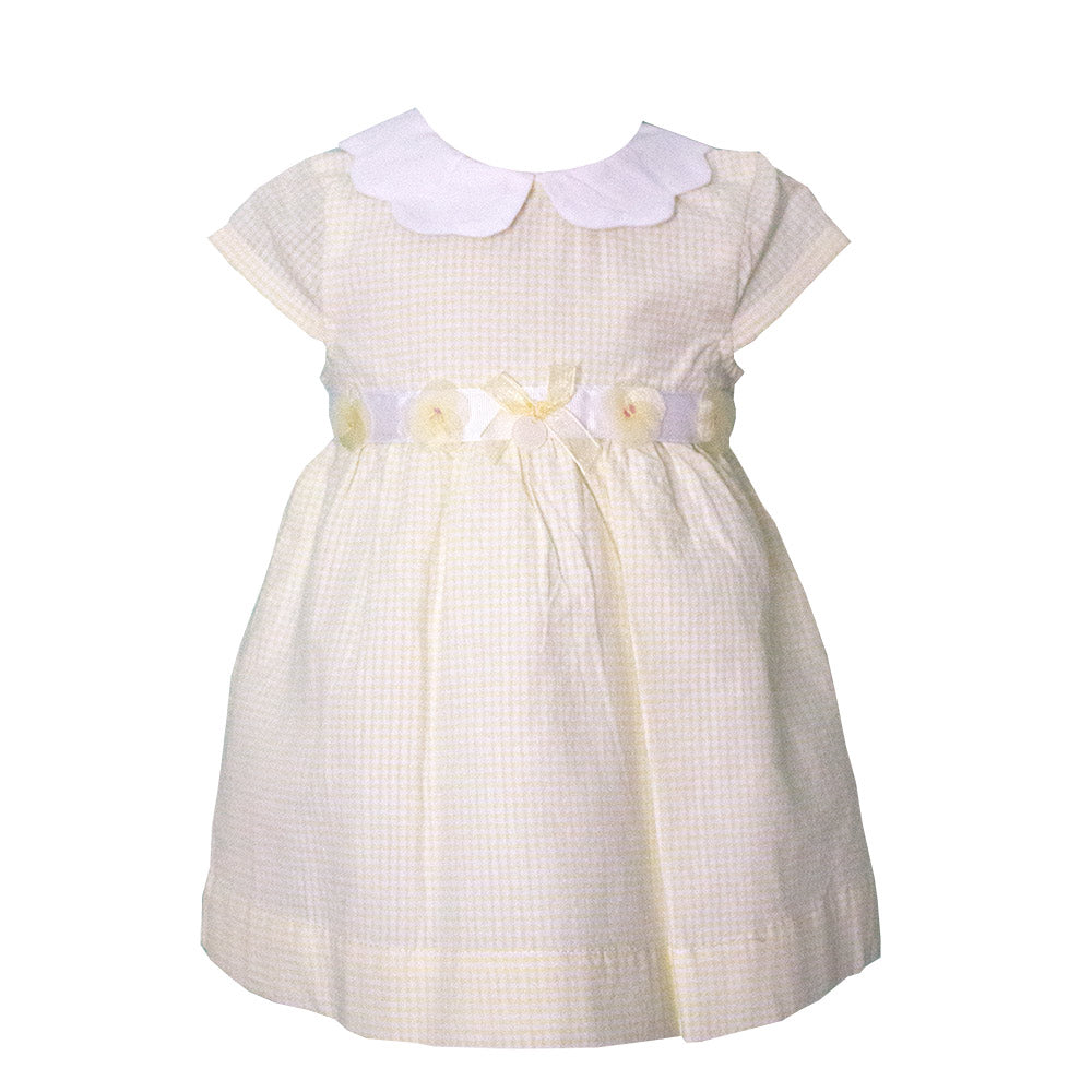 
  Abitino della linea abbigliamento bambina Mirtillo in popelin a righe. Collo a camicia
  con o...