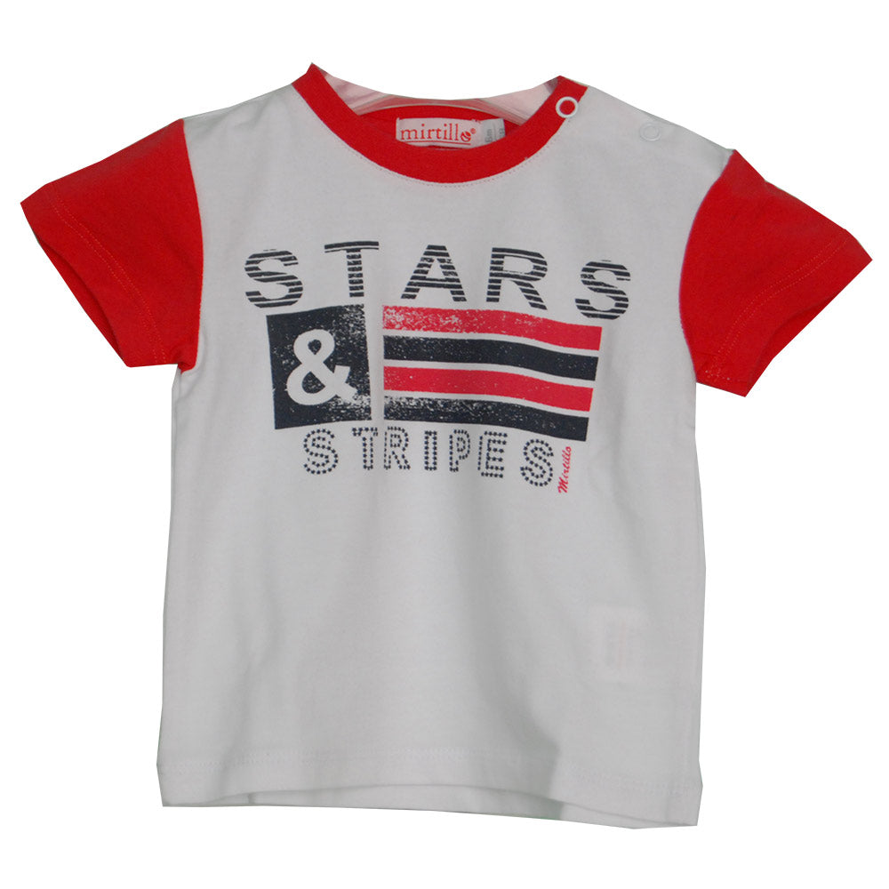 
  Completino 2 pezzi della linea abbigliamento bambino Mirtillo. T-shirt mezza manica
  con stam...