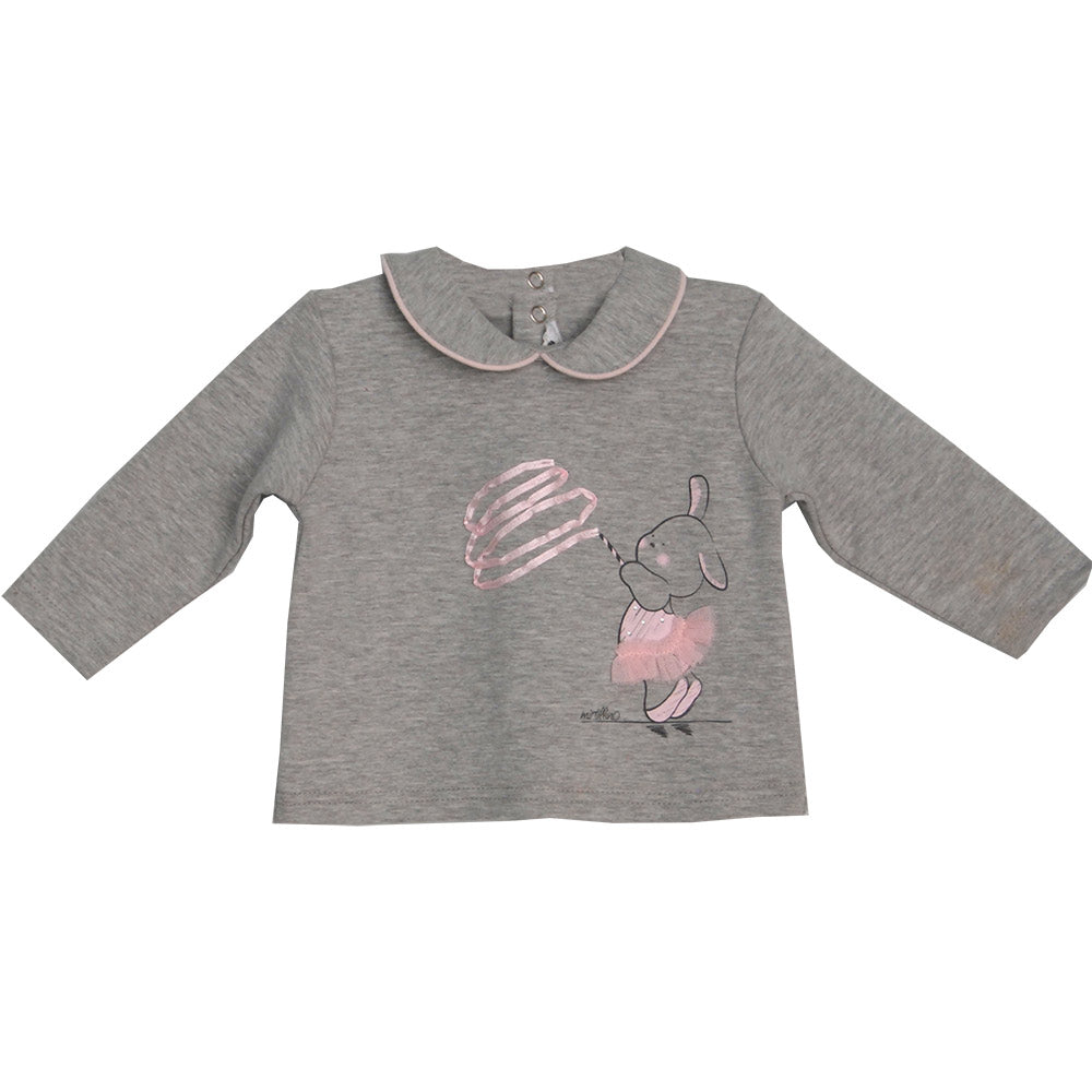 
  Completo due pezzi della linea abbigliamento bambina Mirtillo. T-shirt a tinta unita
  con sta...