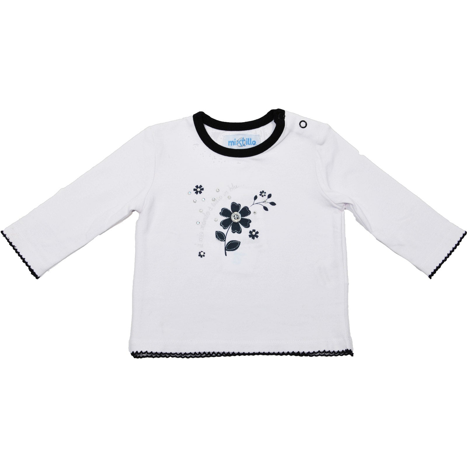 
  T-shirt manica lunga dellla linea abbigliamento bambina Mirtillo con abbottonatura sulla spall...