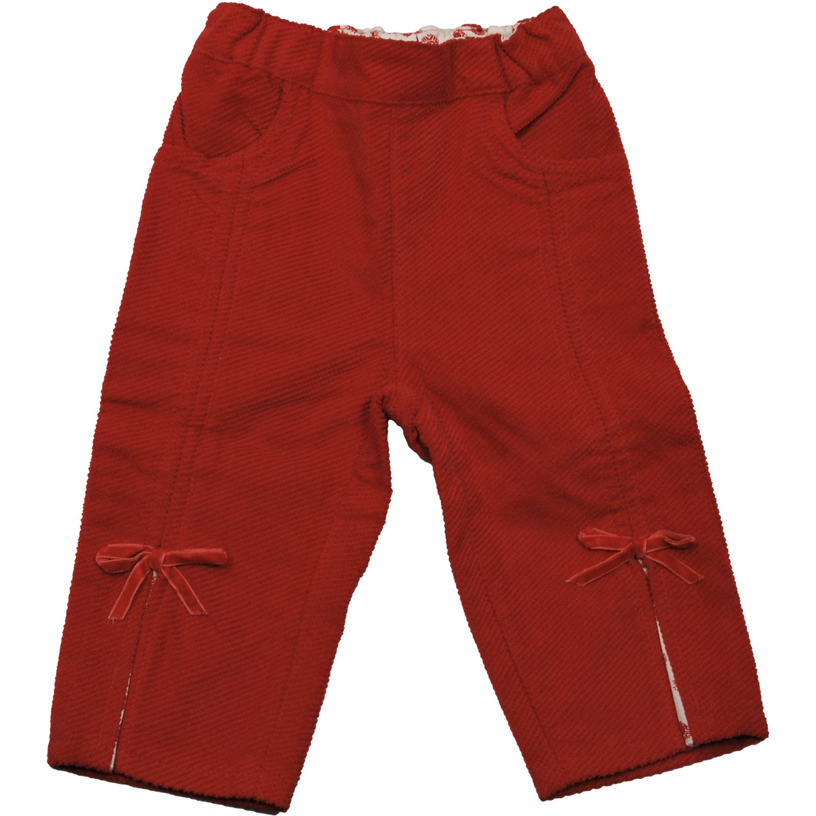 
  Pantalone dellla linea abbigliamento bambina Mirtillo a sacchetto in velluto con tasche e fioc...