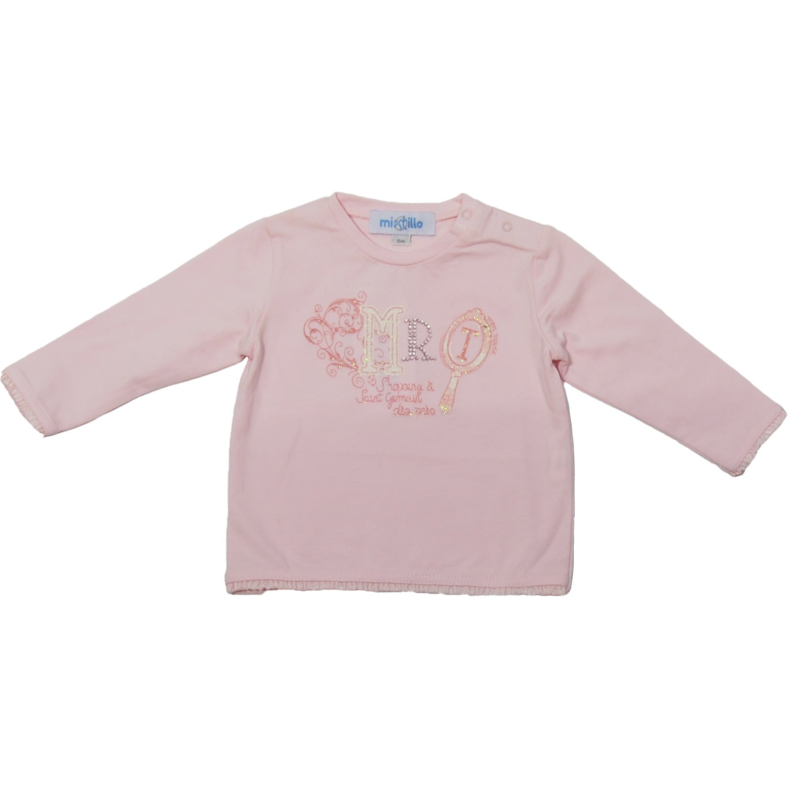 
  T-shirt manica lunga dellla linea abbigliamento bambina Mirtillo con abbottonatura sulla spall...