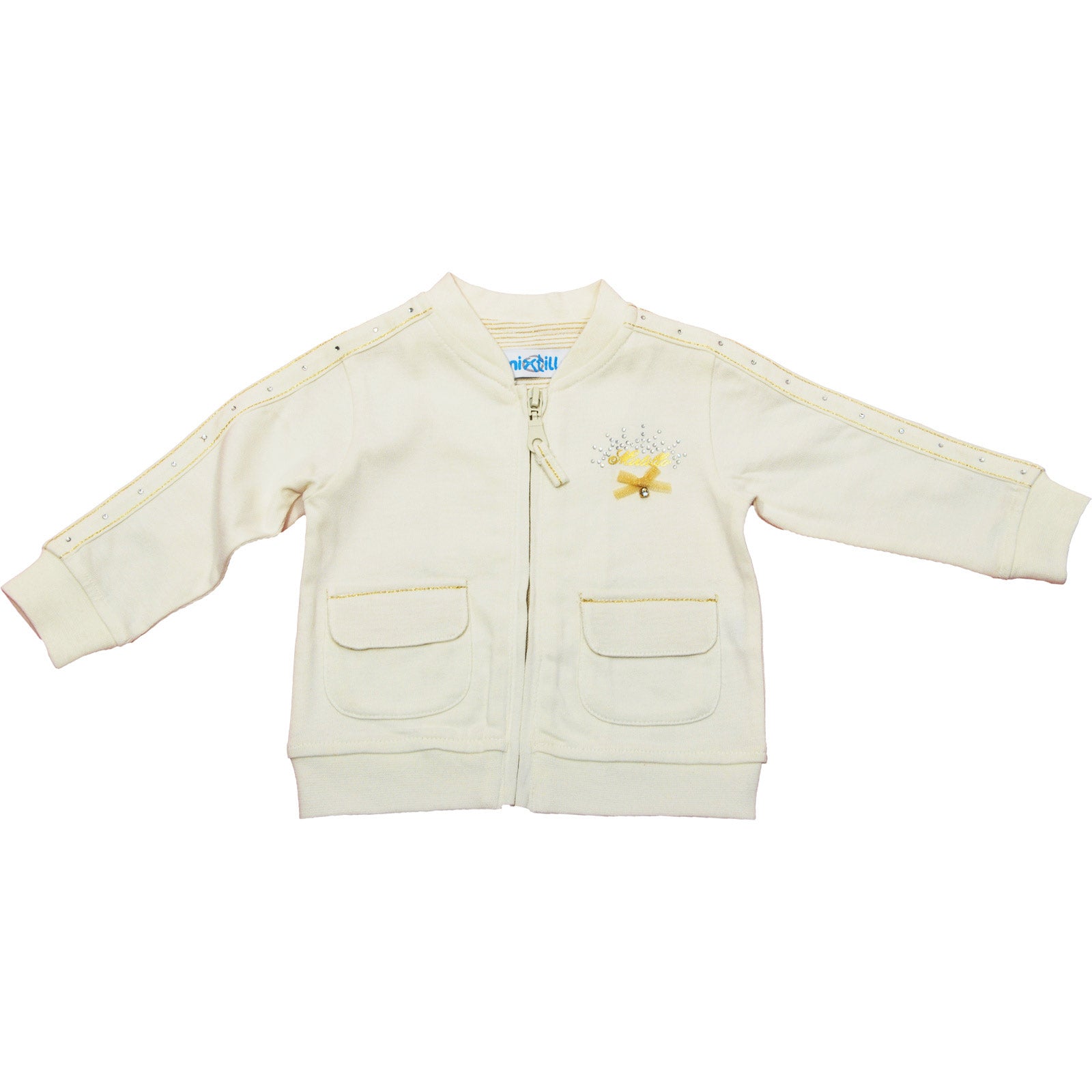 
  Cardigan felpa dellla linea abbigliamento bambina Mirtillo con taschine e applicazioni di stra...