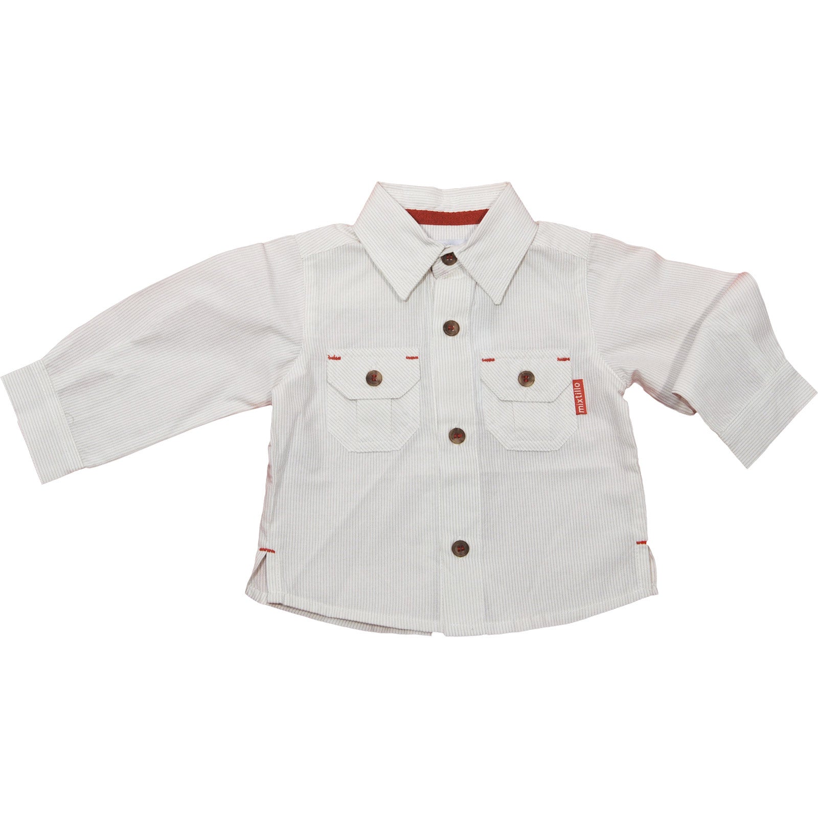 
  Camicia con taschini dellla linea abbigliamento bambino Mirtillo sul davanti finiture e impunt...