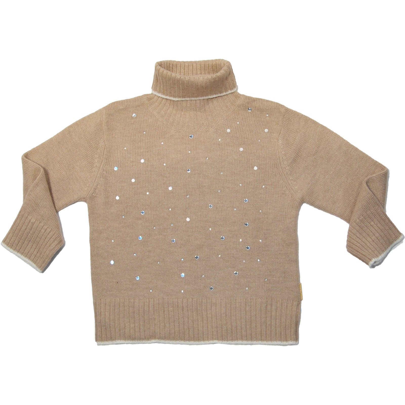 
  Maglione dolcevita dellla linea abbigliamento bambina Mirtillo, con applicazione di strass sul...