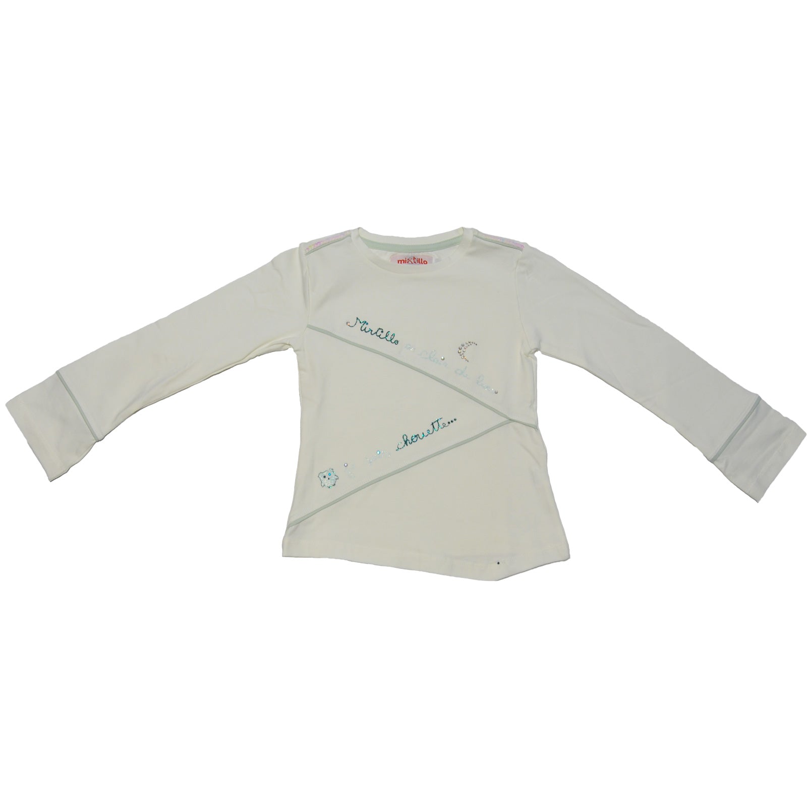 
  T-shirt manica lunga dellla linea abbigliamento bambina Mirtillo con sul davanti, stampe , cuc...