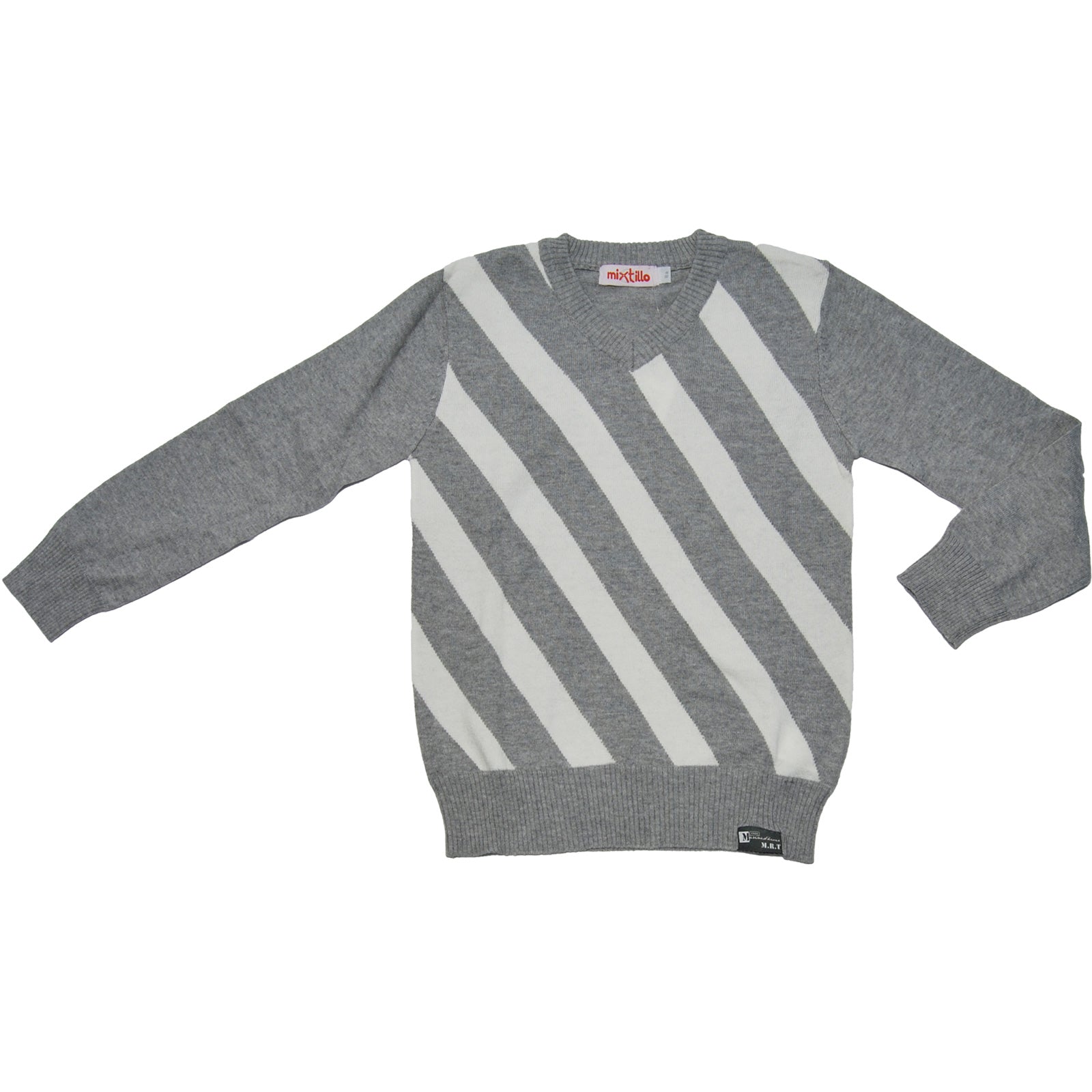 
  Maglione scollo a v dellla linea abbigliamento bambino Mirtillo, con davanti fantasia
  a righ...