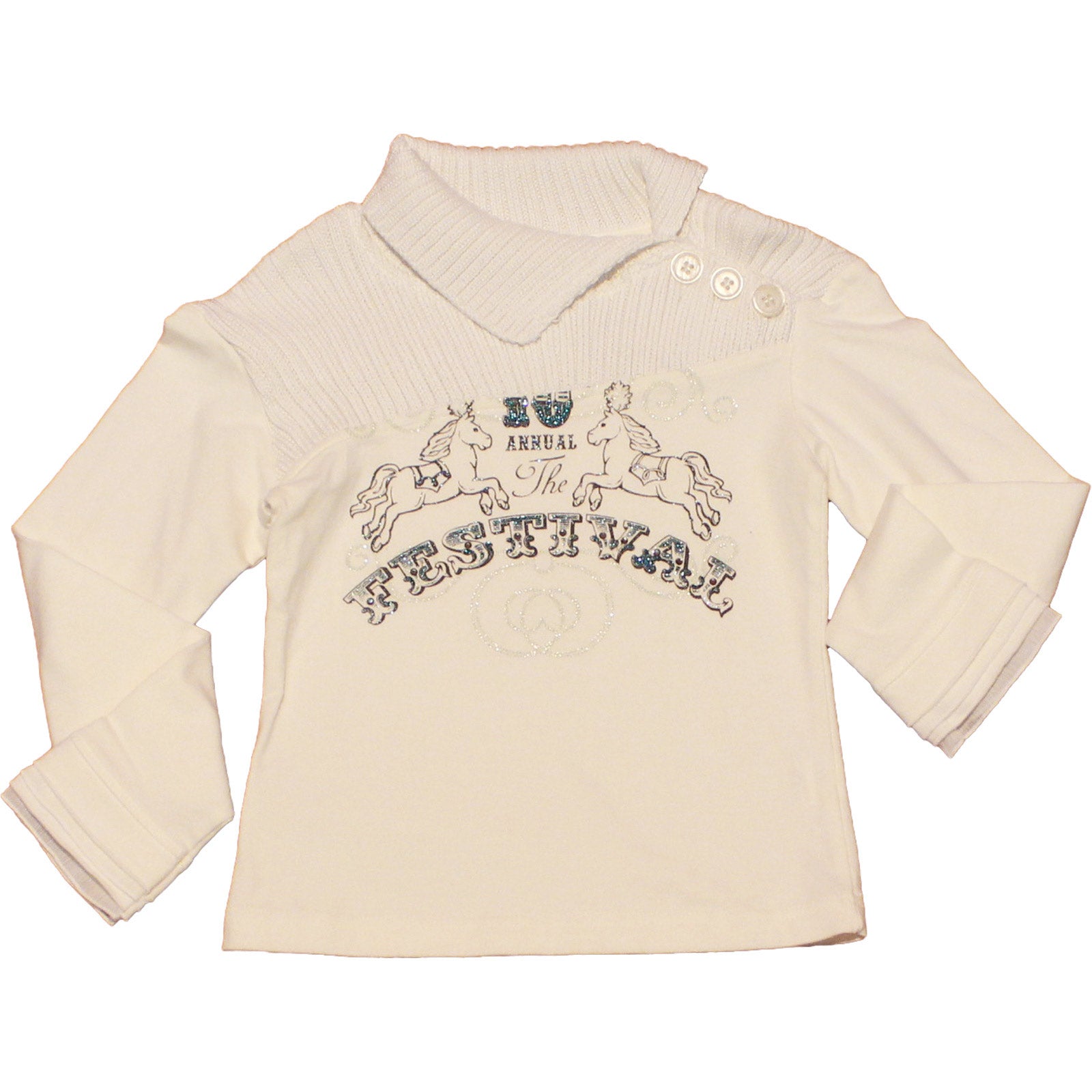 
  Maglia manica lunga dellla linea abbigliamento bambina Mirtillo, con collo a costine e abbotto...