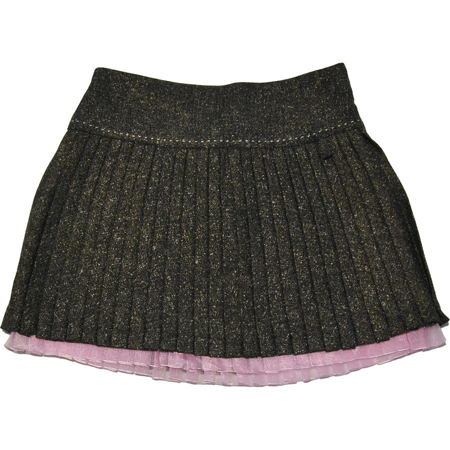 
  Gonnellina a pieghe in tweed dellla linea abbigliamento bambina Mirtillo. 



  65% poliestere...