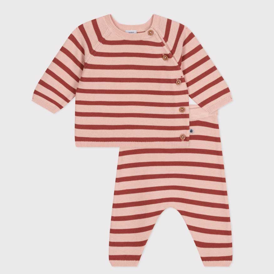 Completo due pezzi della Linea Abbigliamento bambina Petit Bateau composto da cardigan e pantalon...