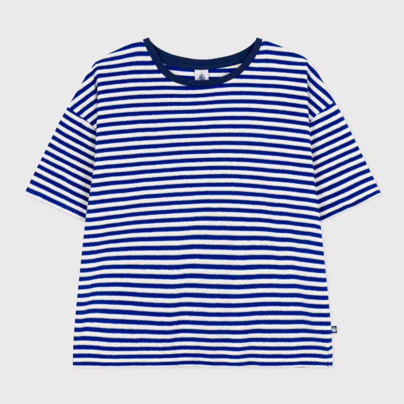 
T-shirt in spugna bouclette della Linea Abbigliamento Donna Petit Bateau sottile con righe di pa...