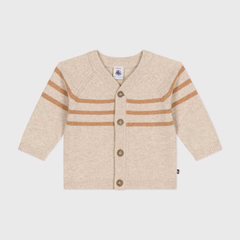 
Cardigan della Linea Abbigliamento Bambino Petit Bateau in maglia a righe con lana, un materiale...