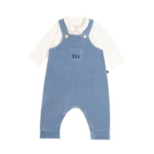 Salopette della Linea Abbigliamento Bambino Petit Bateau in velluto bouclé, un tessuto caldo ed e...