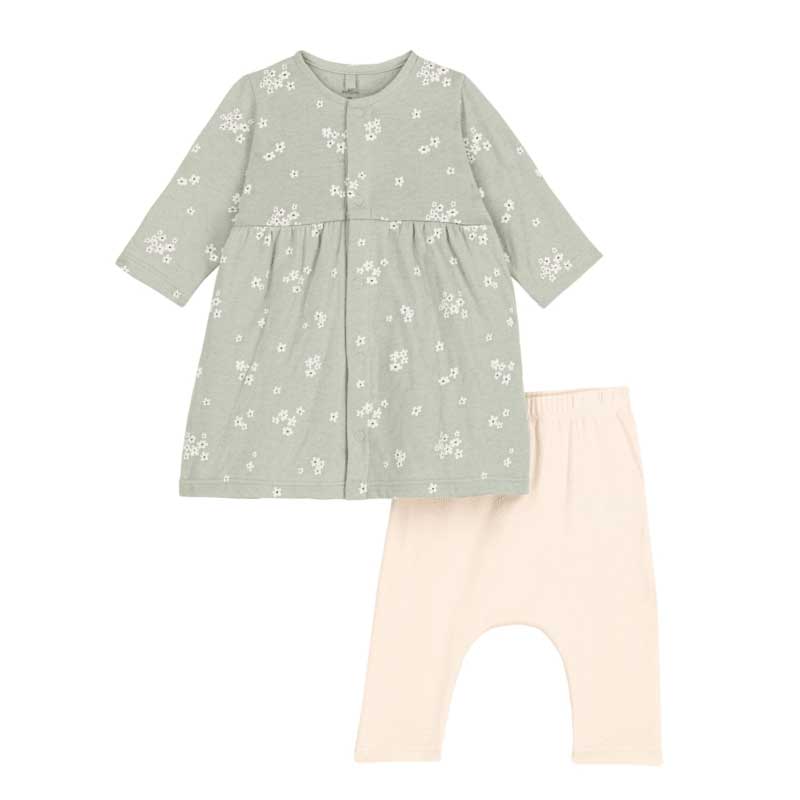 Abito della Linea Abbigliamento Bambina Petit Bateau in tubique e leggings in tessuto a costine 1...