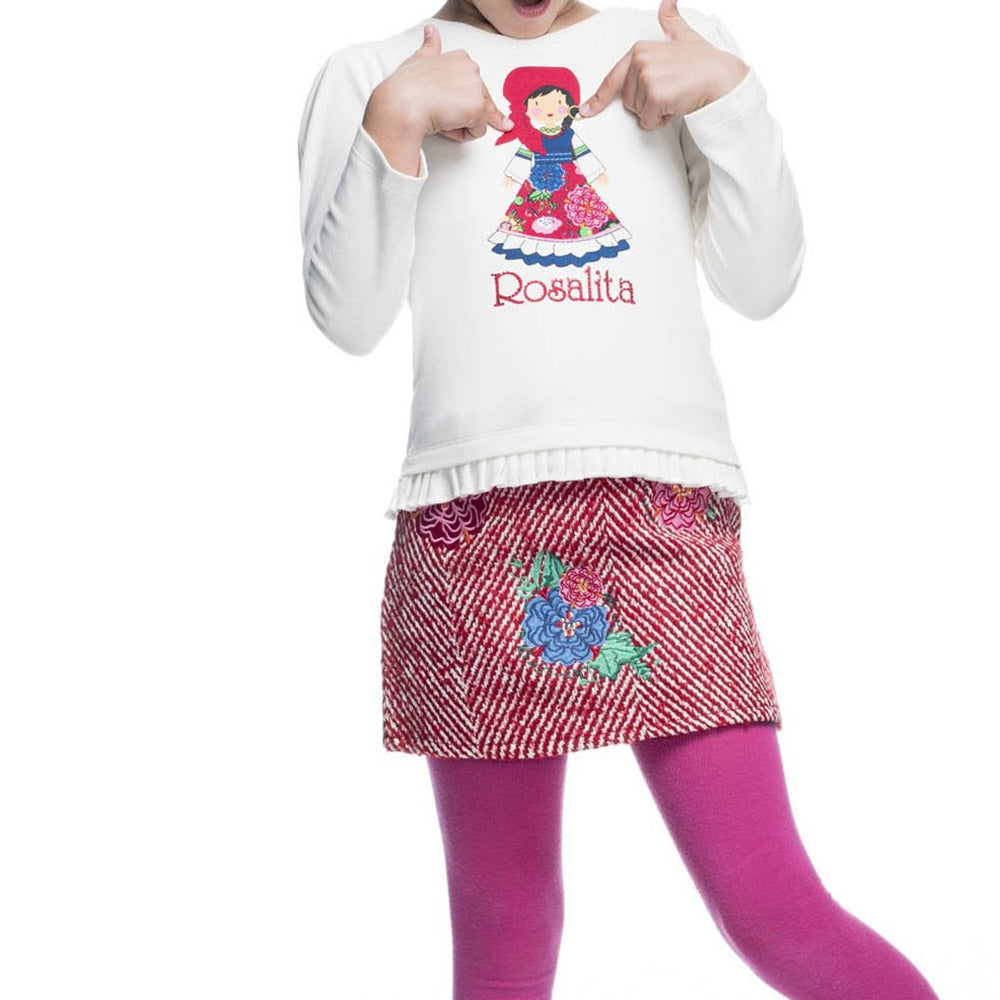 
  Set della linea abbigliamento bambina Rosalita Senioritas. T-shirt a tinta unita
  con simpati...